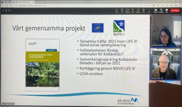 Skärmbild från 6 oktober då det hölls ett digitalt möte om vårt projekt för vattenvårdsåtgärder för Kolbäcksån.